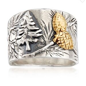 Ross-Simons Sterling Silver Forest Ring With 14kt Yellow Gold Accents. Size 9